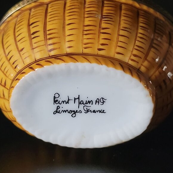 Vtg Limoges France Peint Main Trinket Box Vegetable Basket, Gardener Gift - Picture 7 of 8